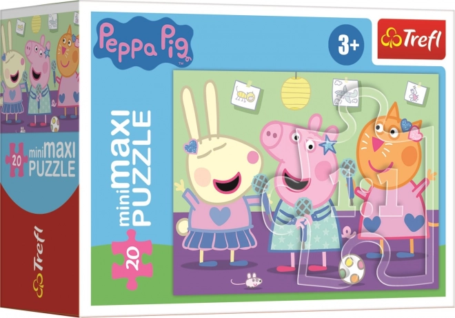 Minipuzzle miniMaxi 20 dílků Prasátko Peppa/Peppa Pig 4 druhy v krabičce 11x8cm 24ks v boxu