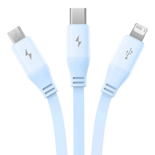 Nabíjecí kabel 3w1 Baseus USB na USB-C, USB-M, Lightning 3,5A, 1,1 m (modrý)