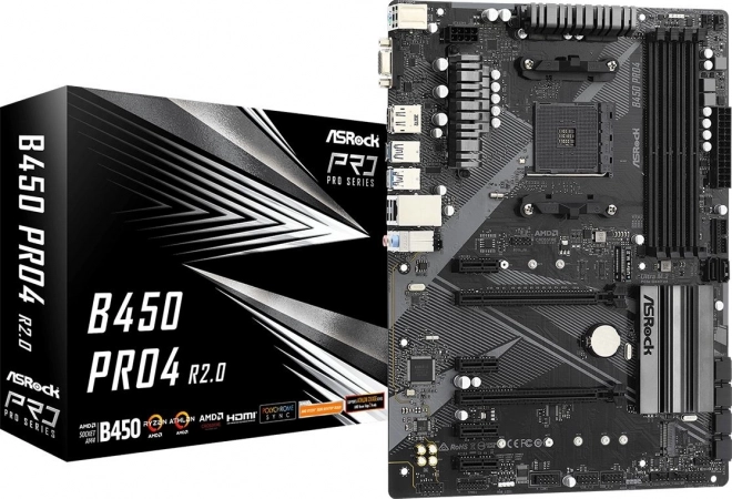 Základní deska B450 PRO4 R2.0 AM4 4DDR4 DP/HDMI M.2 USB3.2 ATX