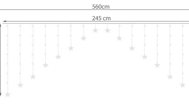 LED studený bílý hvězdičkový závěs - 5 m, 136 LED