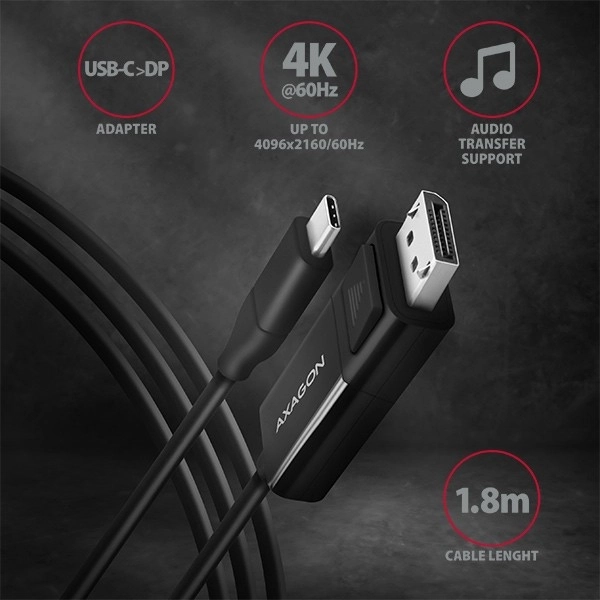 RVC-DPC Převodník/kabel USB-C -> DisplayPort 1,8 m, 4K/60HZ