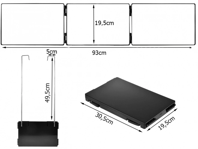 Závěsné třídílné skládací kosmetické zrcátko