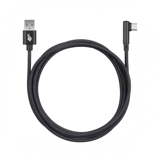 Kabel USB-USB C 1,5 m úhlový, černá šňůra