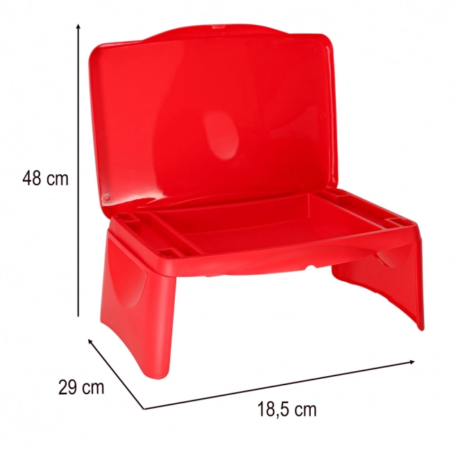 Dětský stolek do auta s úložným prostorem červený