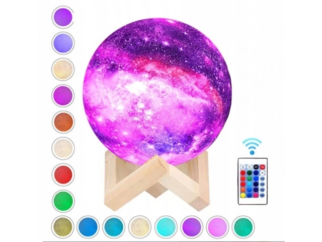 Noční lampa GALAXY 3D s barevným RGB podsvícením + dálkové ovládání