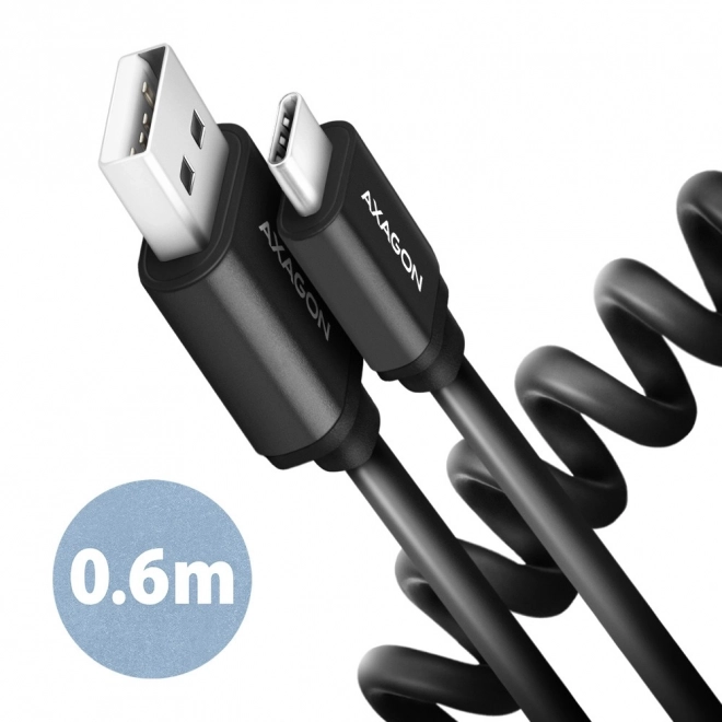 BUCM-AM10TB Twister USB-C - USB-A kabel, 0,6 m, USB 2.0, 2,4 A, ALU, PVC černý