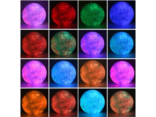 Měsíční lampa GALAXY 3D s barevným RGB podsvícením + dálkové ovládání