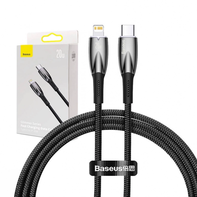 Kabel USB-C pro Lightning Baseus řady Glimmer, 20 W, 1 m (černý)