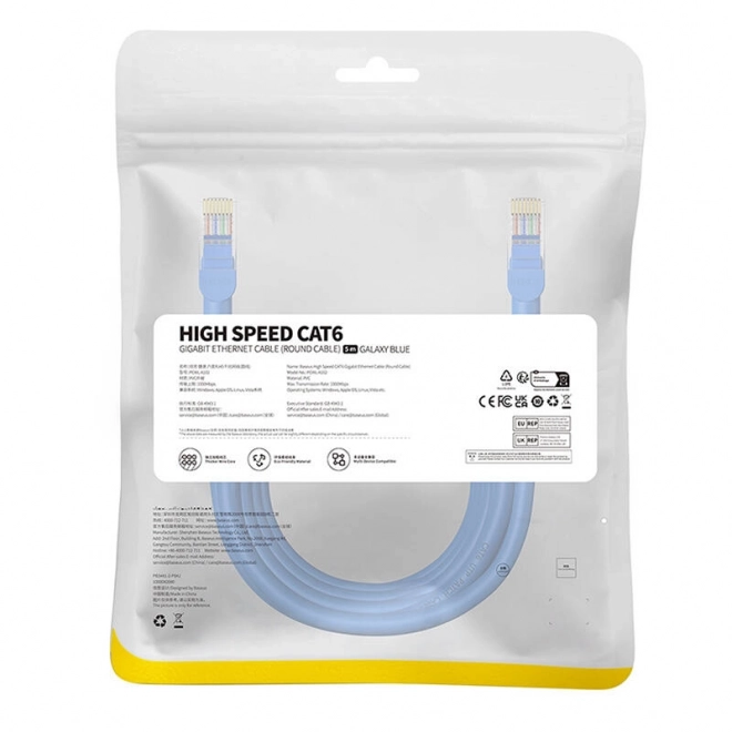 Kulatý kabel Baseus Ethernet RJ45, Cat.6, 5 m (modrý)