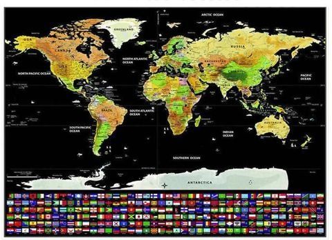 Seškrabávací mapa světa – Mapa + příslušenství
