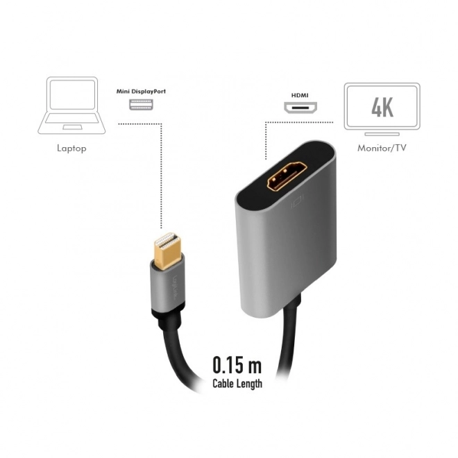 Adaptér mDP na HDMI 4K 60Hz, hliník 0,15 m