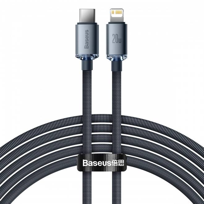 Kabel Baseus Crystal Shine USB-C na Lightning, 20 W, PD, 2 m (černý)