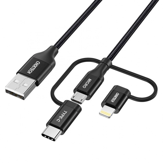 Nabíjecí kabel Choetech 3v1 USB-A/Lightning/Micro USB/USB-C černý