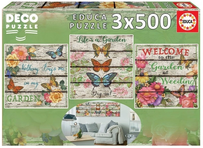 Puzzle 3x500 prvků Venkovská zahrada