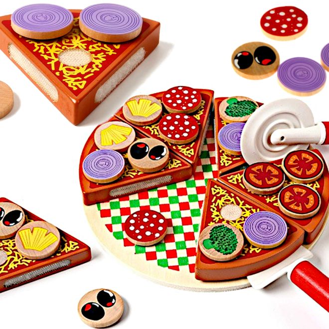 Dřevěná hrací sada Pizza s příslušenstvím