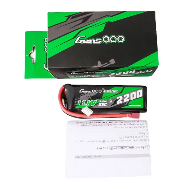 Gens ace 35C 2200mAh 3S1P 11,1V Airsoft Gun Lipo baterie s T zástrčkou