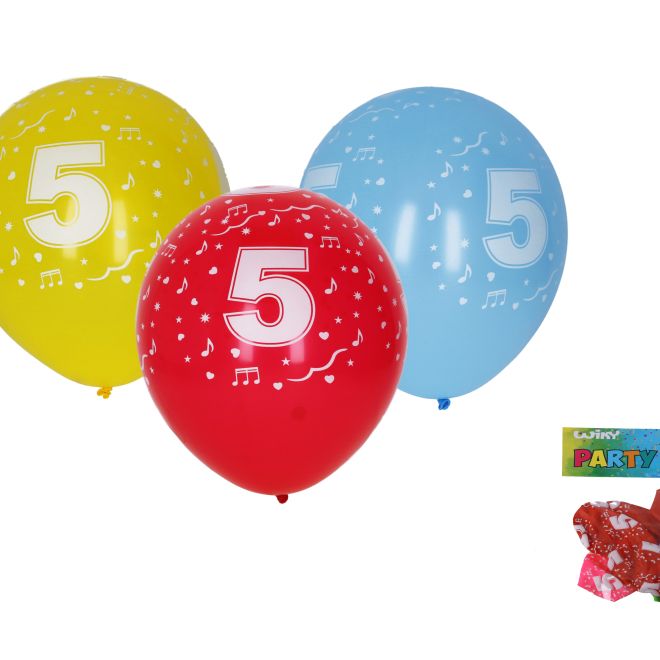 Balónek nafukovací s číslem 5 30 cm - 5 kusů