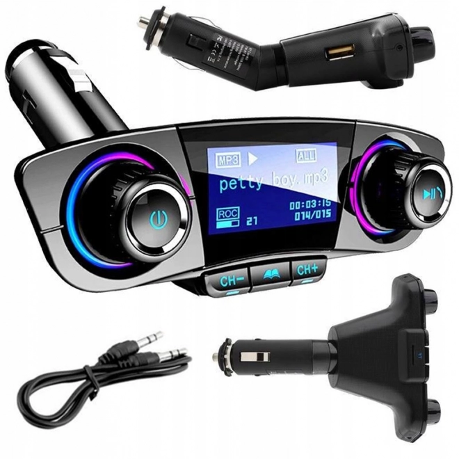 Bluetooth fm vysílač usb 5.0 multifunkční 8v1