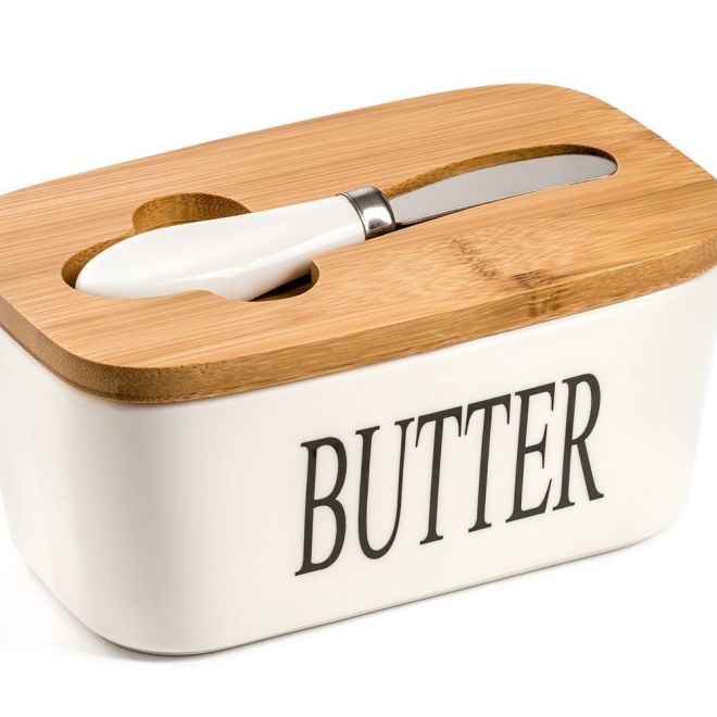 Máslenka - keramická miska na máslo s nožem