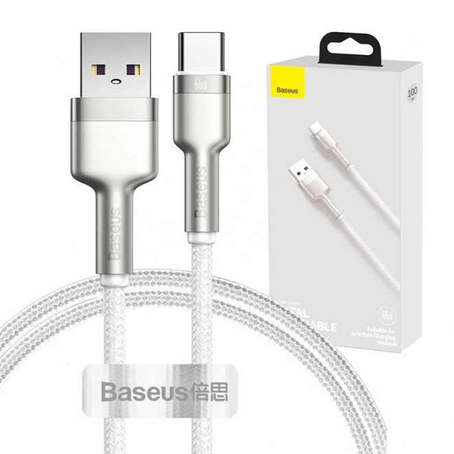 Kabel USB pro USB-C Baseus Cafule, 66 W, 1 m (bílý)