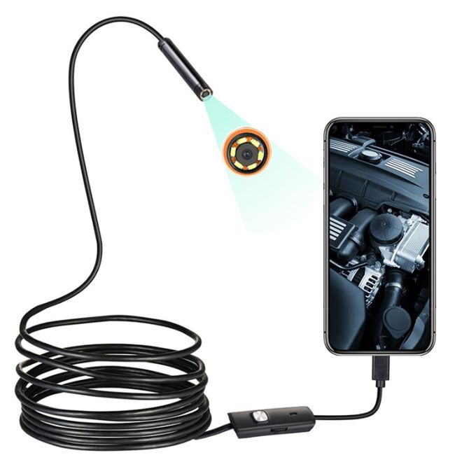 Endoskopická inspekční kamera android pc usb 5m led