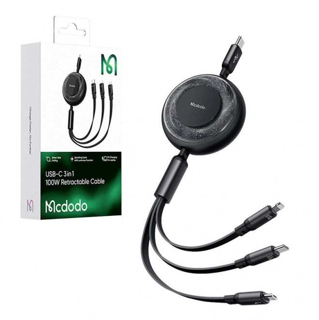 Kabel 3v1 USB na USB-C / Lightning / Micro USB, Mcdodo CA-5220, 1,2 m (černý)