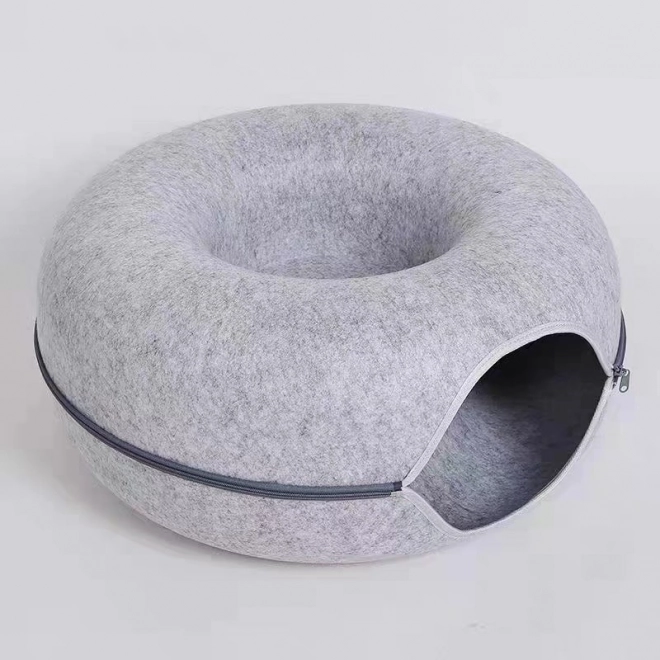 Kočičí pelíšek Donut Tunnel Bed 50cm - šedý