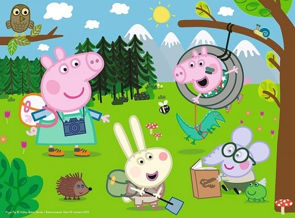 Puzzle Prasátko Peppa/Peppa Pig Výlet do lesa 27x20cm 30 dílků v krabičce 21x14x4cm