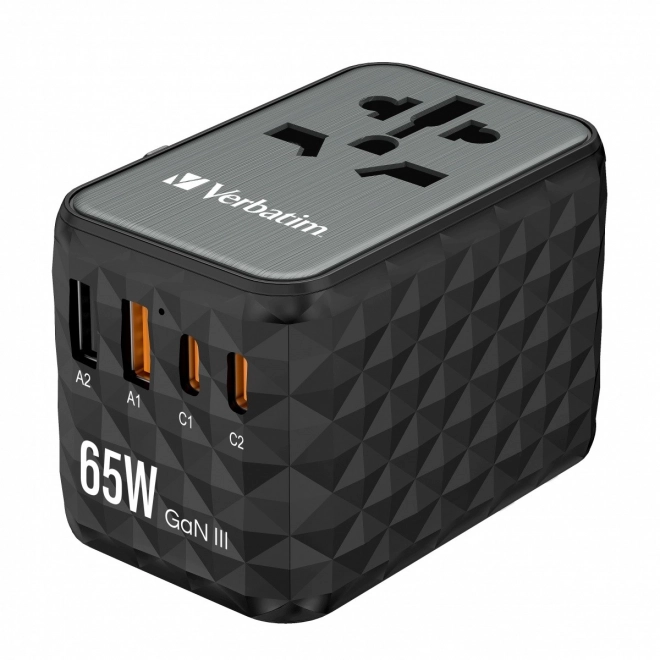 Cestovní adaptér UTA-05 32120 GaN 65W 180 country charger, 2x USB-C, 2x USB-A, PD 65W, QC 4+