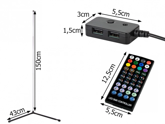 Stojací LED lampa 1,5 m