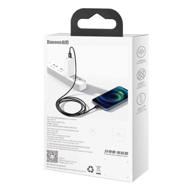 Kabel USB na iP 2,4A 2m (černý)