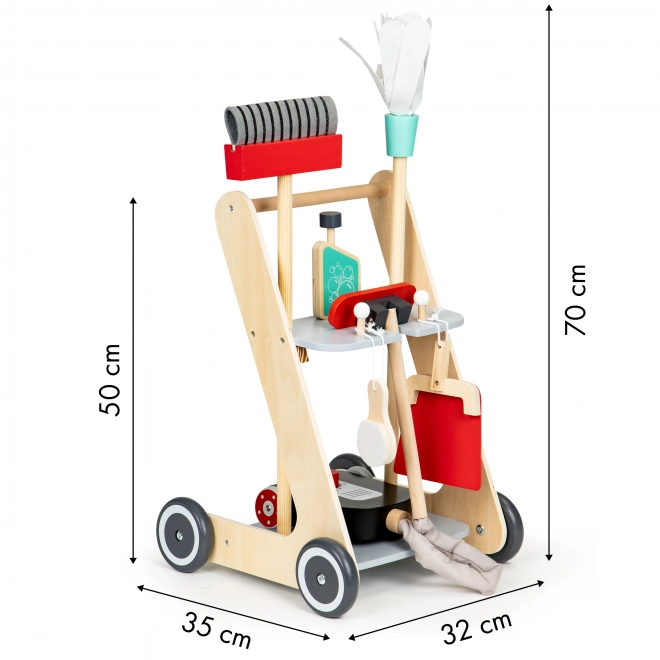 Dřevěná úklidová sada, vozík xxl, vysavač ECOTOYS