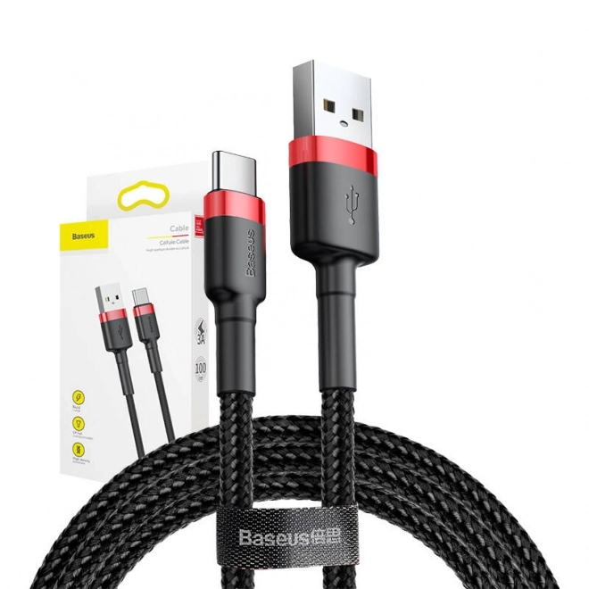 Baseus Cafule kabel USB-C 3A 1m (červeno-černý)