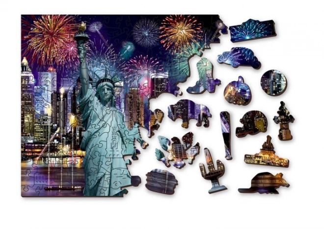 Dřevěné puzzle s figurkami - New York by night velikost L, 400 dílků