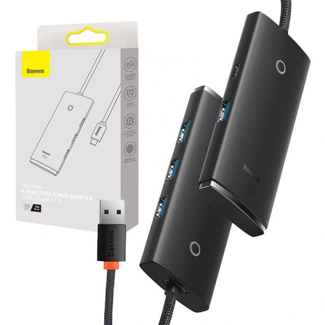 HUB adaptér 4portový USB-C Baseus OS-Lite 25 cm (černý)