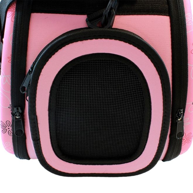 Přepravní taška pro mazlíčky - 43 x 32 cm – Růžová s kytičkami