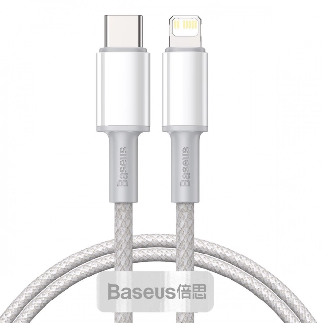 Baseus High Density Braided Cable Type-C to Lightning, PD, 20W, 1m (bílý)