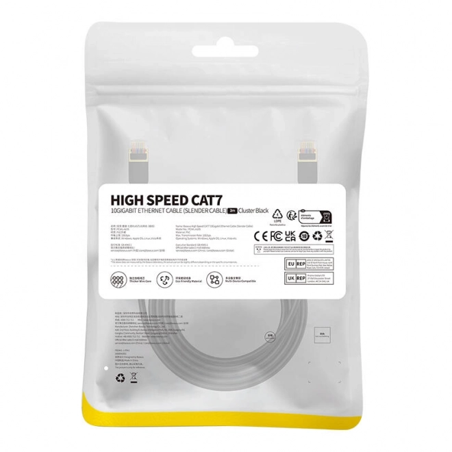 Baseus Cat 7 10Gb Ethernet RJ45 kabel 2m černý