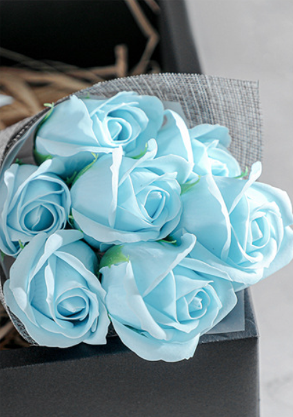 Krabice mýdlových růží - modrá