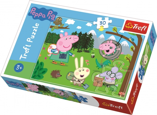 Puzzle Prasátko Peppa/Peppa Pig Výlet do lesa 27x20cm 30 dílků v krabičce 21x14x4cm