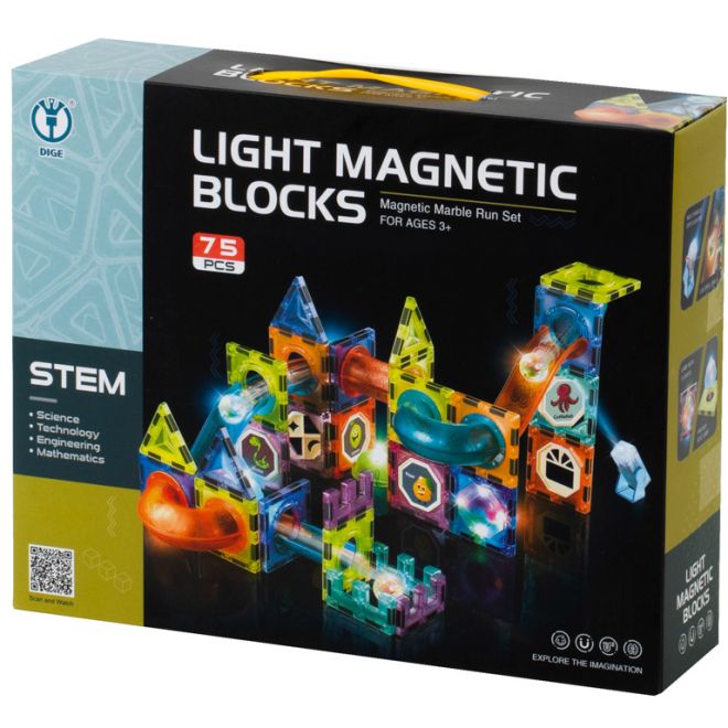 Svítící magnetická kuličková dráha 75 ks