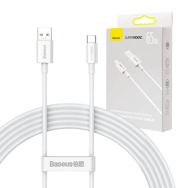 Kabel Baseus Superior Series USB-C, 65W, PD, 2m (bílý)