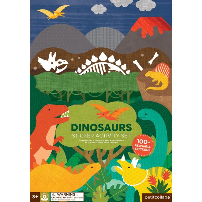 Petit Collage Znovupoužitelné samolepky se scénou Dinosauři