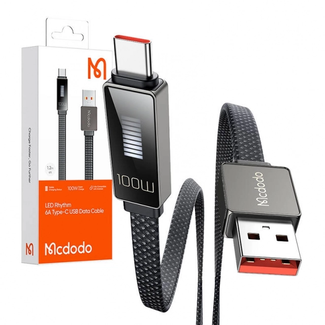 Kabel Mcdodo CA-4980 USB na USB-C s displejem 1,2 m (černý)