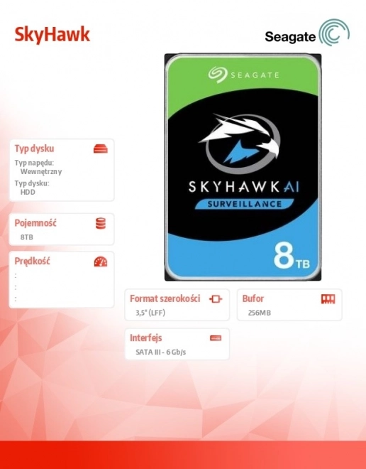 SkyHawk 8TB 3,5palcový disk ST8000VX010 256 MB