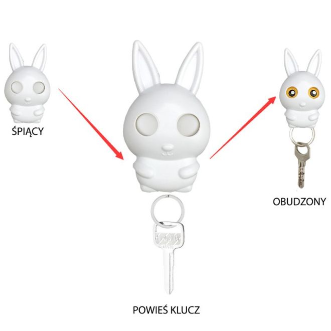 Věšák na klíče - bílý králík