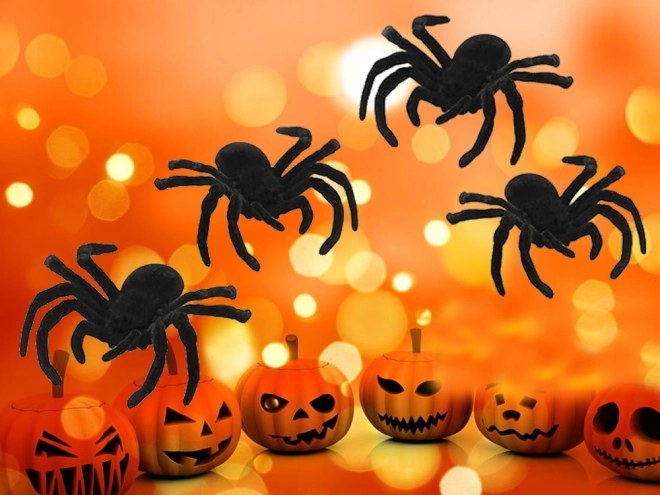 Halloweenský pavouk 4 ks velké strašidelné dekorace