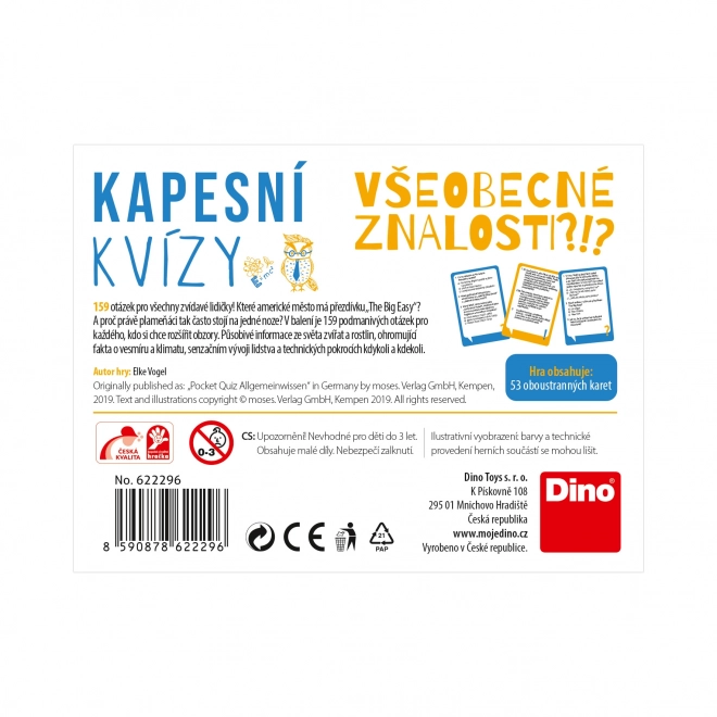 Cestovní společenská hra - Kapesní kvízy - všeobecné znalosti