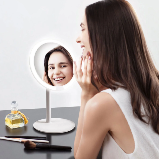 Make-up zrcátko Amiro s LED osvětlením - bílé