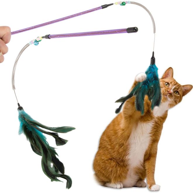 Hračka pro kočky rybářský prut chrastítko na hraní